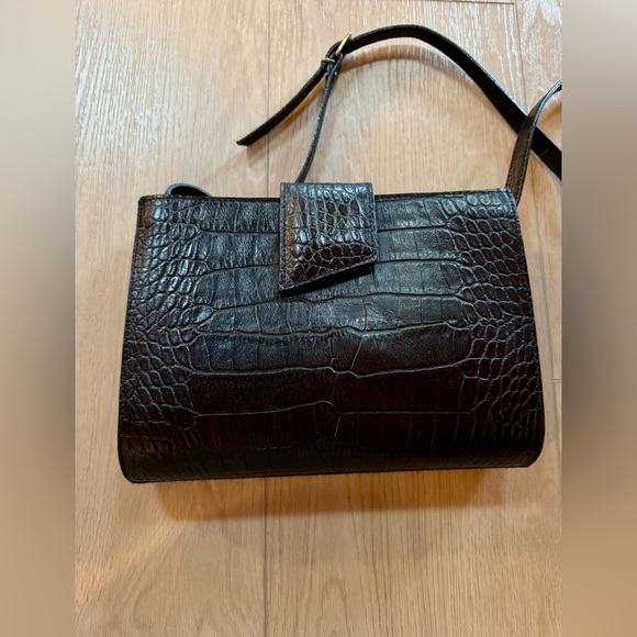 Vintage Liz Claiborne Black Crocodile-Embossed Purse - Picture 2 of 6